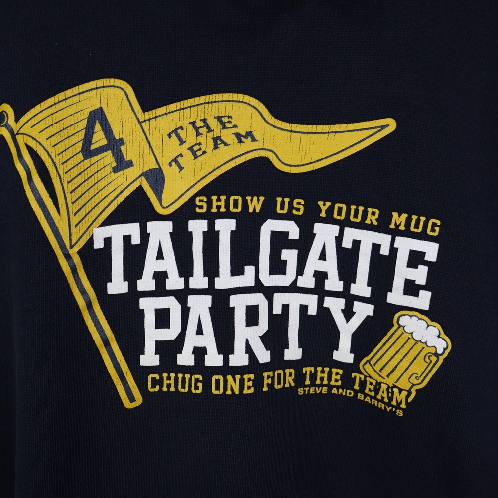 Y2K Steve and Barrys Tailgate Party Hoodie XL Navy Blue Cotton Oversized - Picture 2 of 11